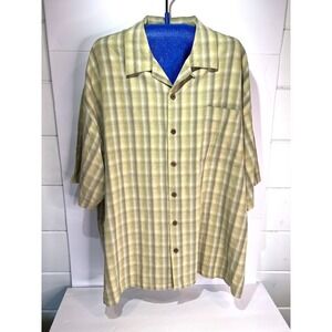 Tommy Bahama Silk Plaid Short Sleeve Button Up Shirt Men's XXL